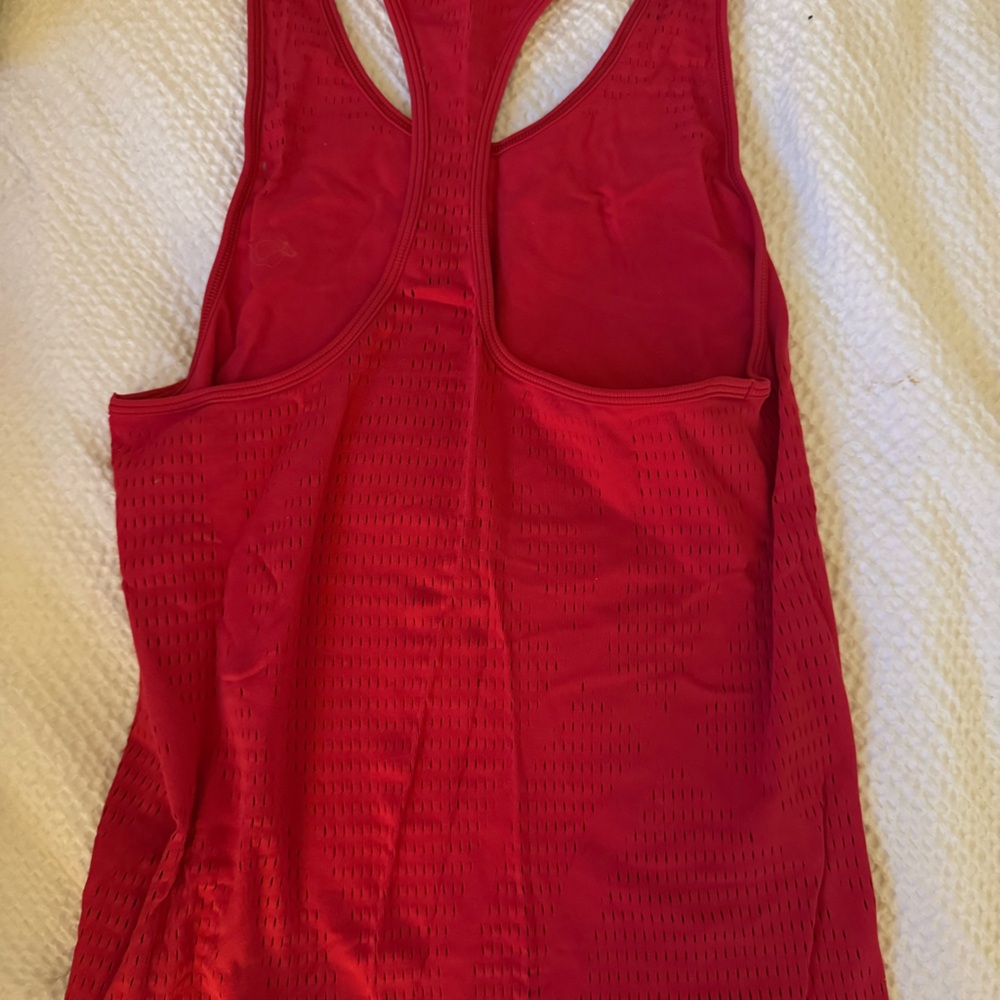 Red Razed Back Workout Tank Top - Picture 2 of 4